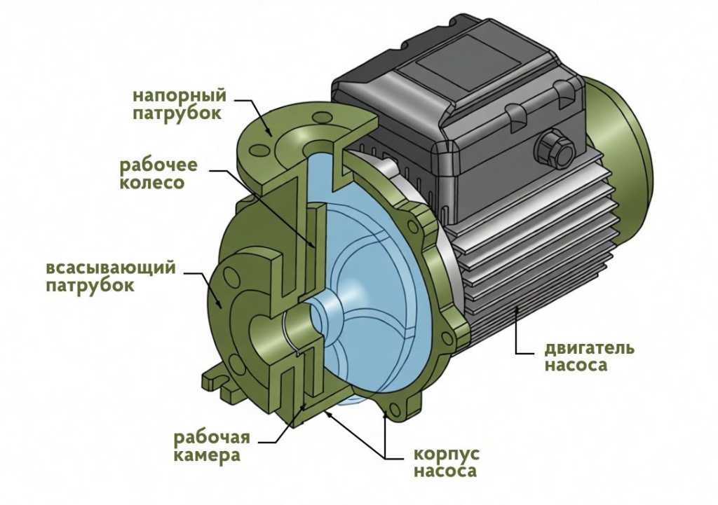 Схема самовсасывающго насоса