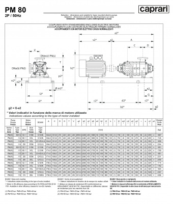 Горизонтальные многоступенчатые насосы высокого давления Caprari PM 80 2000 Горизонтальные многоступенчатые насосы высокого давления Caprari PM 80 2000