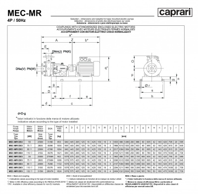 Горизонтальные многоступенчатые насосы Caprari MEC-MR 1450 Горизонтальные многоступенчатые насосы Caprari MEC-MR 1450