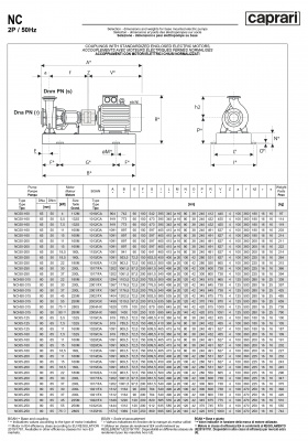 Одноступенчатые горизонтальные центробежные насосы Caprari NC 50-160 1450 Одноступенчатые горизонтальные центробежные насосы Caprari NC 50-160 1450