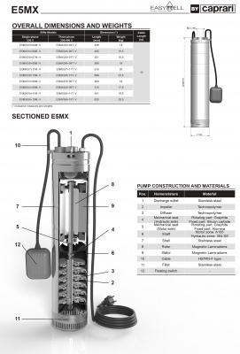 Скважинные насосы Caprari E5MX3 из нержавеющей стали Скважинные насосы Caprari E5MX3 из нержавеющей стали