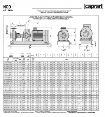 Одноступенчатые горизонтальные центробежные насосы Caprari NCDS 4P40-160 1750