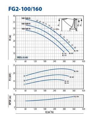 Консольно-моноблочная насосная часть для перекачивания чистой воды Pedrollo FG2-100/160B-N Консольно-моноблочная насосная часть для перекачивания чистой воды Pedrollo FG2-100/160B-N
