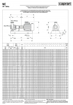 Одноступенчатые горизонтальные центробежные насосы Caprari NCH 125-500 1450 Одноступенчатые горизонтальные центробежные насосы Caprari NCH 125-500 1450