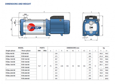 Центробежный многоступенчатый насос Pedrollo FCR 90/6X Центробежный многоступенчатый насос Pedrollo FCR 90/6X