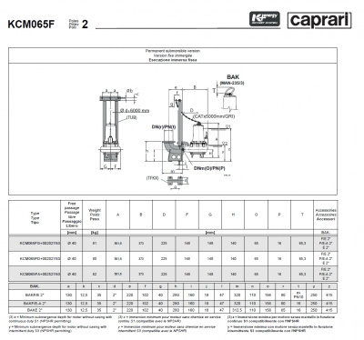 Погружные канализационные элктронасосы Caprari KCM065F Погружные канализационные элктронасосы Caprari KCM065F
