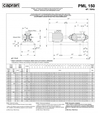 Горизонтальные многоступенчатые насосы высокого давления Caprari PML 150 1750 Горизонтальные многоступенчатые насосы высокого давления Caprari PML 150 1750