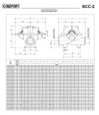 Горизонтальные насосы двустороннего входа Caprari SCC-2-350-700 1450 Горизонтальные насосы двустороннего входа Caprari SCC-2-350-700 1450