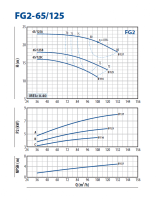Консольно-моноблочная насосная часть для перекачивания чистой воды Pedrollo FG2-65/125A Консольно-моноблочная насосная часть для перекачивания чистой воды Pedrollo FG2-65/125A