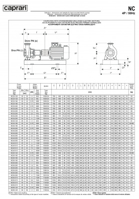 Одноступенчатые горизонтальные центробежные насосы Caprari NC 32-250 1450