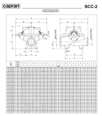 Горизонтальные насосы двустороннего входа Caprari SCC-2-80-315 1450 Горизонтальные насосы двустороннего входа Caprari SCC-2-80-315 1450