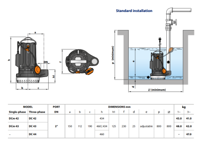 Погружной дренажный насос для загрязненной воды Pedrollo DCm 42 Погружной дренажный насос для загрязненной воды Pedrollo DCm 42