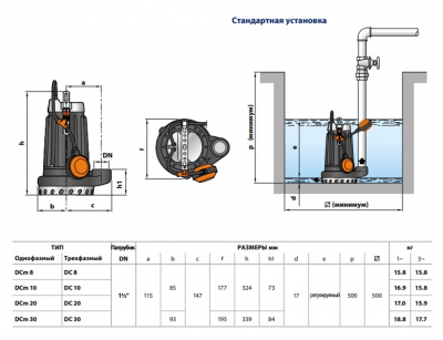 Погружной дренажный насос для загрязненной воды Pedrollo DCm 10