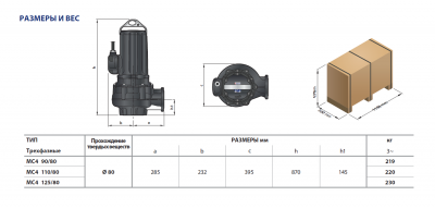 Погружной фекальный четырехполюсный дренажный насос Pedrollo MC4 125/80 из чугуна с двухканальным рабочим колесом Погружной фекальный четырехполюсный дренажный насос Pedrollo MC4 125/80 из чугуна с двухканальным рабочим колесом